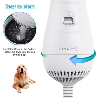 2-in-1 Dog Hair Dryer & Grooming Comb – Quiet, Portable Pet Blow Dryer