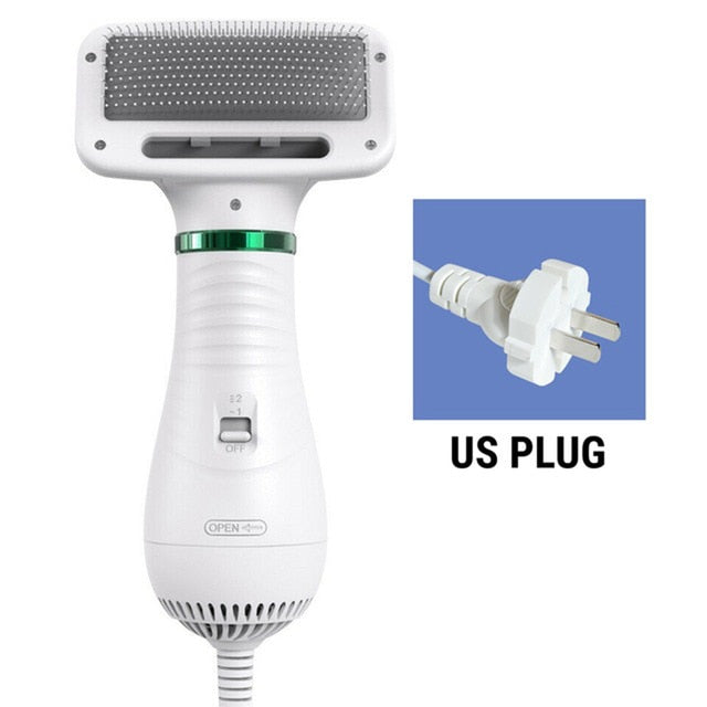2-in-1 Dog Hair Dryer & Grooming Comb – Quiet, Portable Pet Blow Dryer