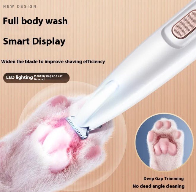 Pet Paw Trimmer with LED Light – Quiet Waterproof Grooming Trimmer