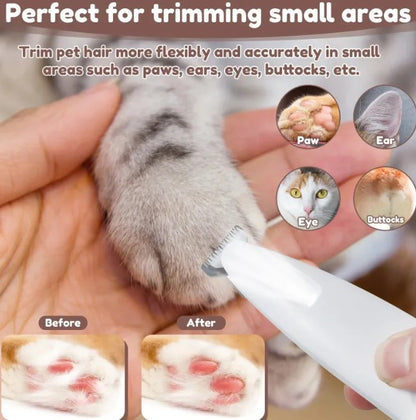 Pet Paw Trimmer with LED Light – Quiet Waterproof Grooming Trimmer