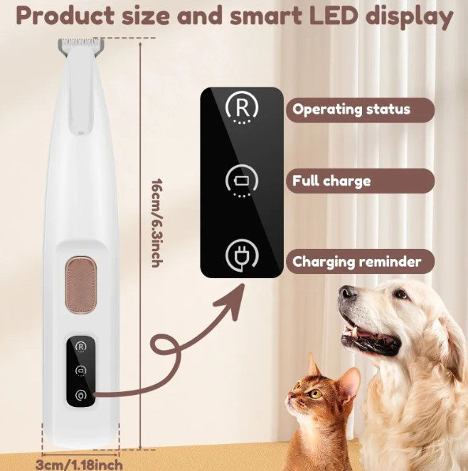 Pet Paw Trimmer with LED Light – Quiet Waterproof Grooming Trimmer