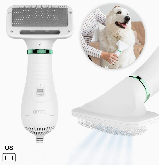 2-in-1 Dog Hair Dryer & Grooming Comb – Quiet, Portable Pet Blow Dryer